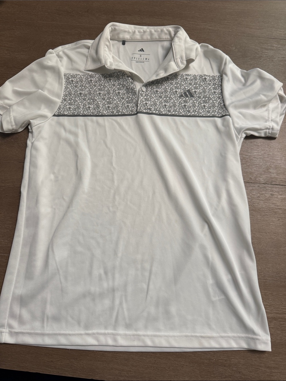 adidas Men's White Polo with Heathered Gray Chest Panel